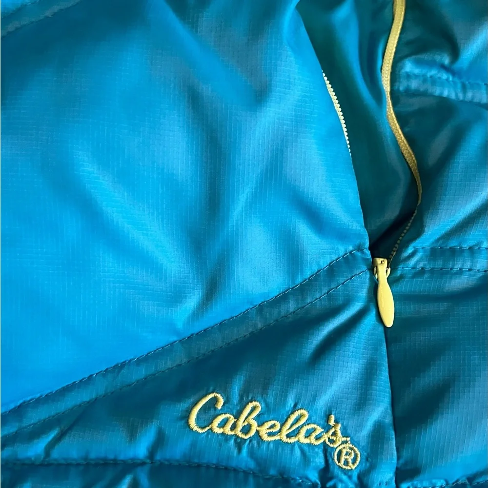 Cabela’s Goose Down Puffer Vest 650 Power Women Small S Teal Zip Pockets Read